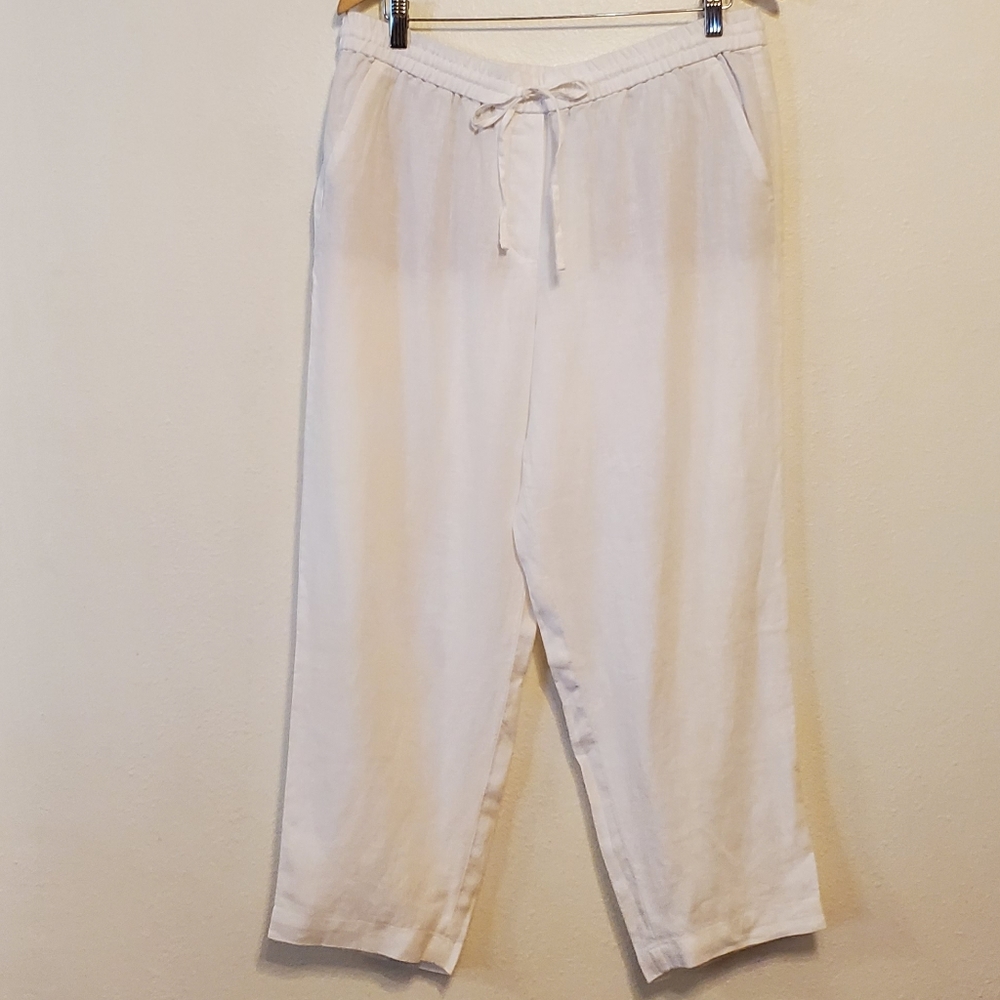 Talbots Washed Linen Pull-On Drawstring Crops - image 2